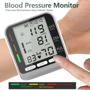 Portable Digital Wrist Blood Pressure Monitor with Pulse & Heart Rate Meter