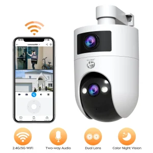 HD 5G WiFi Outdoor PTZ Camera with Dual Lens & AI Tracking