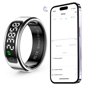 Smart Ring with Display Screen, Fitness & Sleep Monitor, Waterproof Design